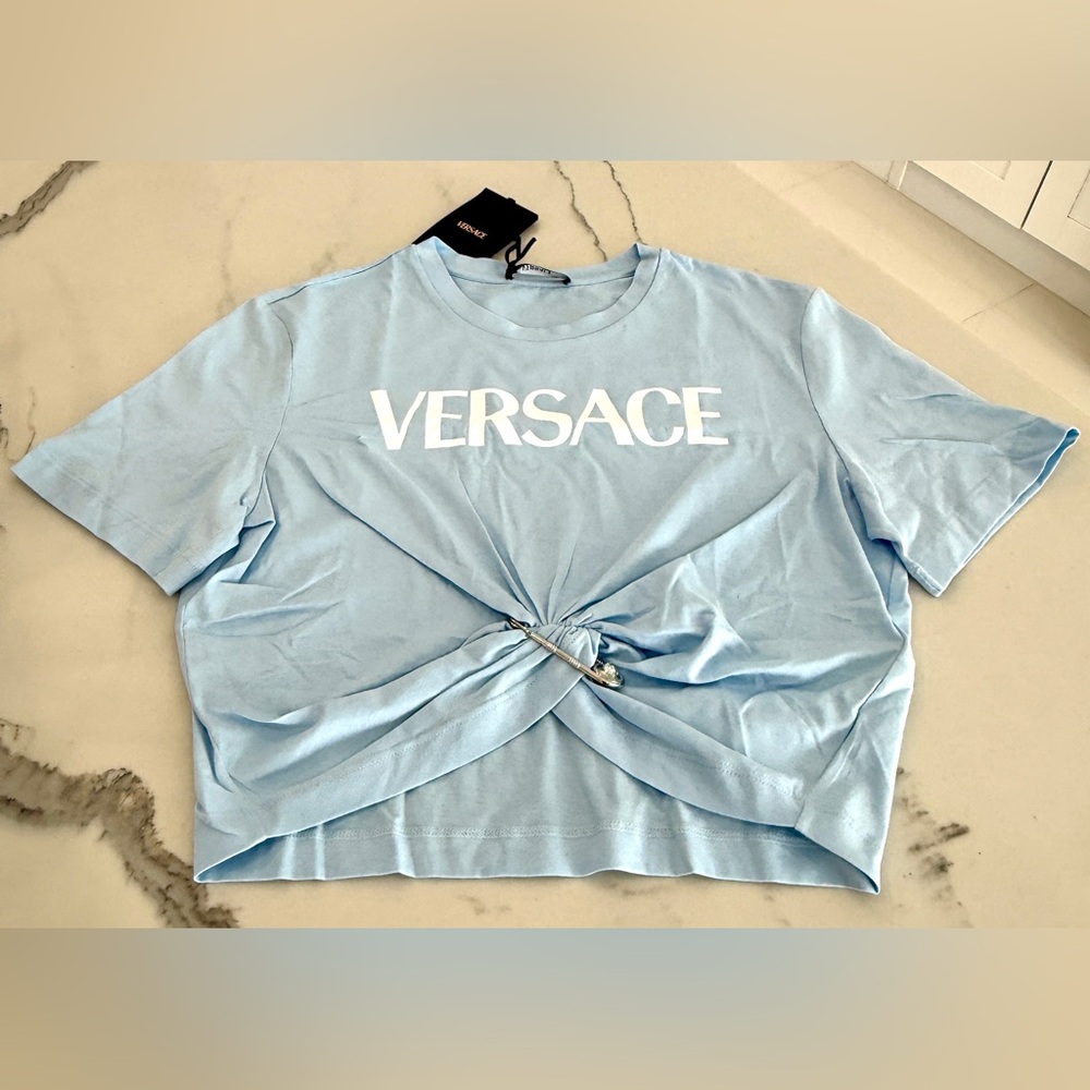 Versace Safety Pin Logo T Shirt - Picture 1 of 7